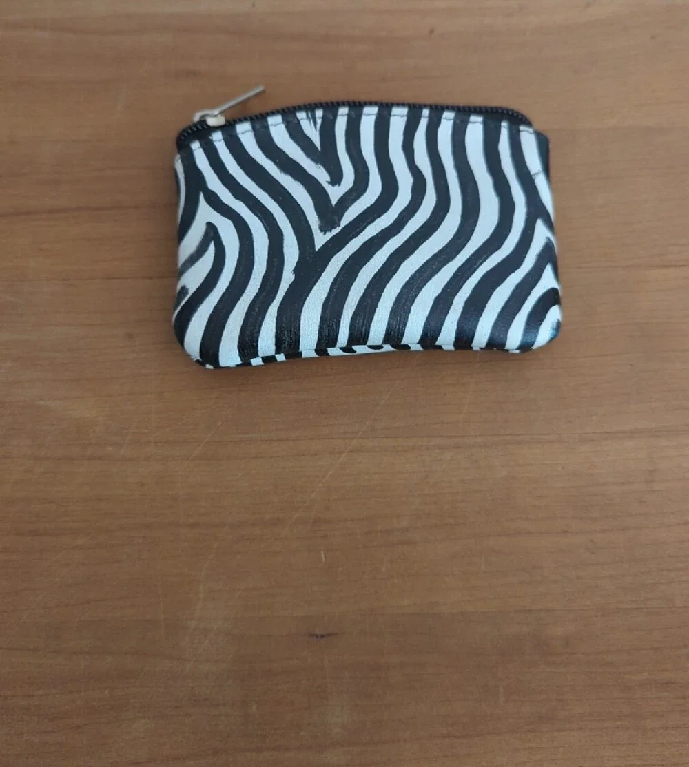 Zebra Print Pencil Cup & Coin Pouch Set - Black & White